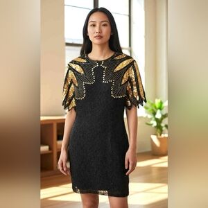 NWT Vintage Silk Sequin Stenay Mini Dress